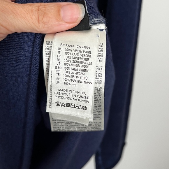 Men's Wool Navy Blue Long Sleeve Shirt - Picture 10 of 10